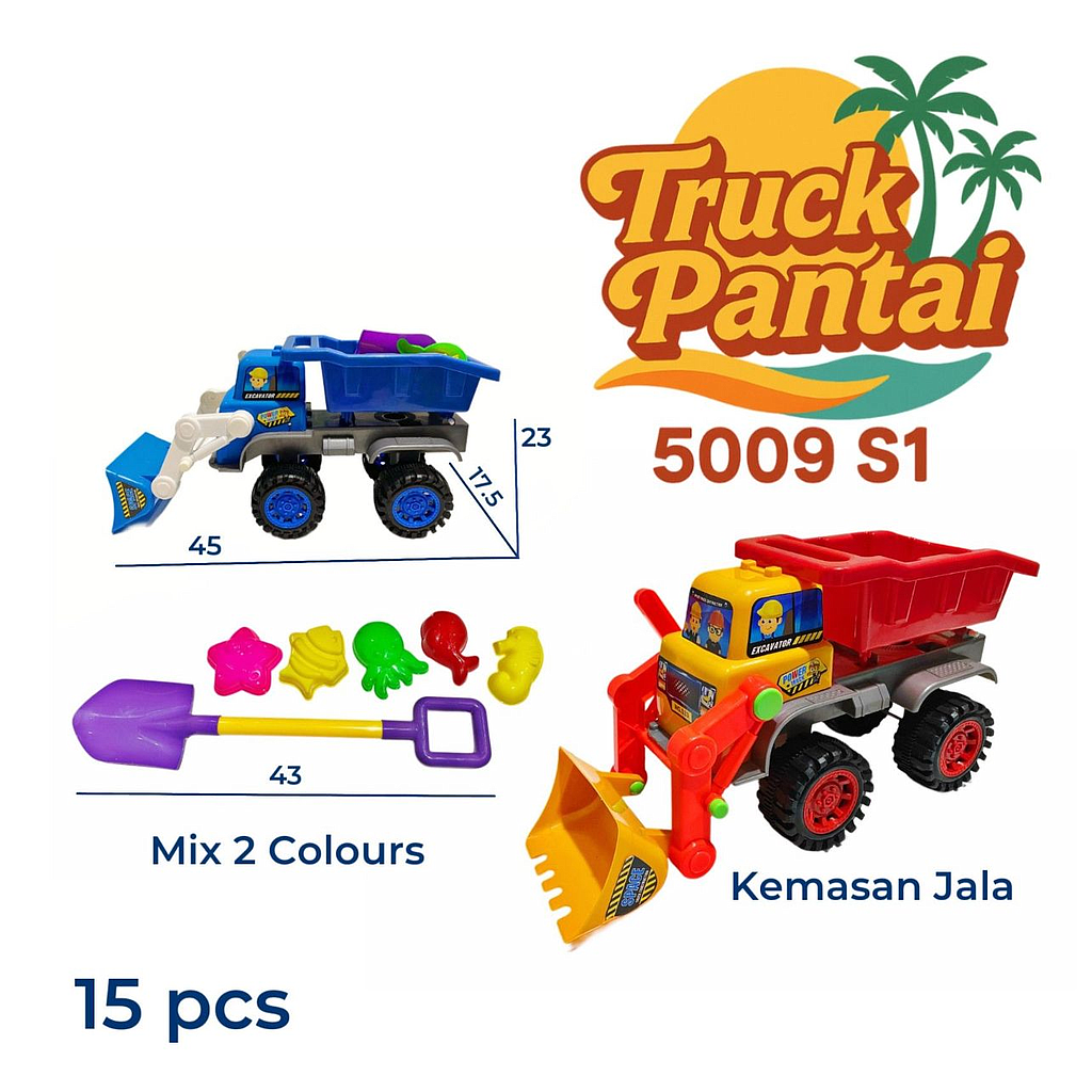 Truk Konstruksi Dobel Bulldozer Dump F/W + Cetakan Pasir dan Sekop Sand Truck Jala @15