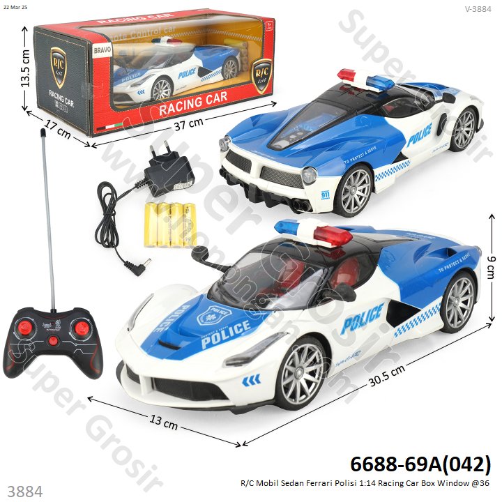 R/C Mobil Sedan Ferrari Polisi 1:14 Racing Car Box Window @36