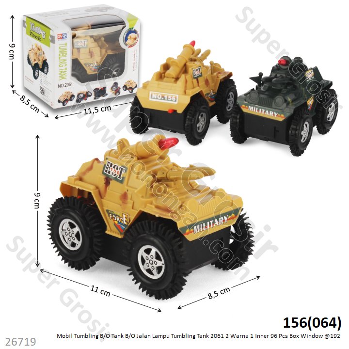Tumbling Car Tank B/O Jalan Lampu Tumbling Tank 1 Inner 96 Pcs Box Window @192 