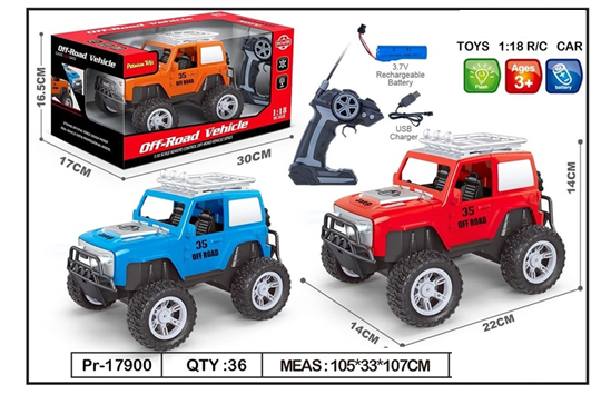 R/C Mobil Jeep 1:18 Charge + Kabel Charge Lampu Off Road Vehicle 4 Channel 1 Ikat 3 Pcs 1 Inner 18 Pcs Box Window @36