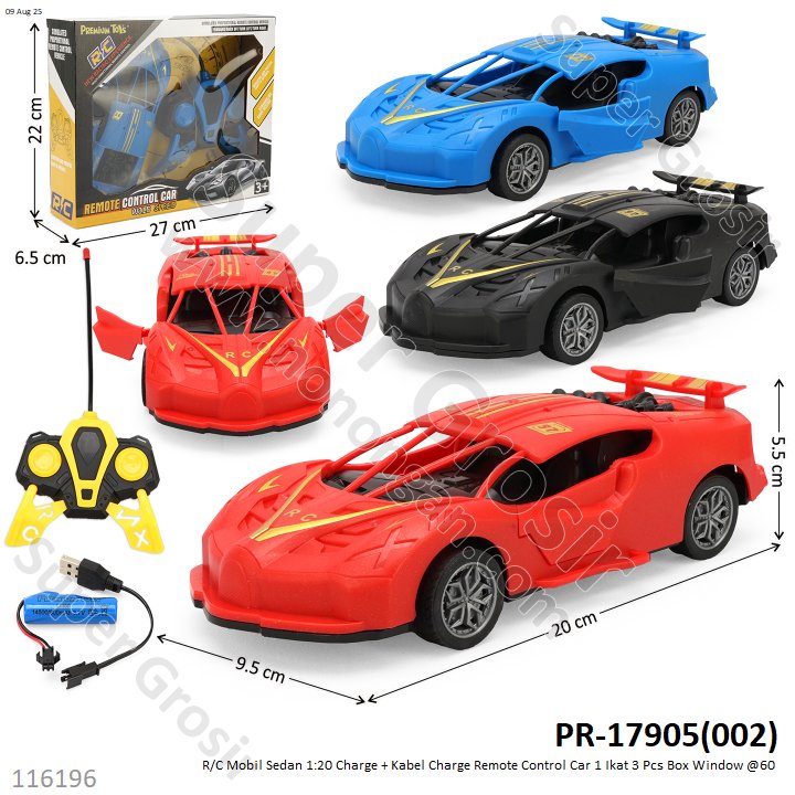 R/C Mobil Sedan 1:20 Charge + Kabel Charge Remote Control Car 1 Ikat 3 Pcs Box Window @60