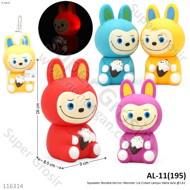 Squeaker Boneka Kelinci Monster Ice Cream Lampu Haha Jala @132