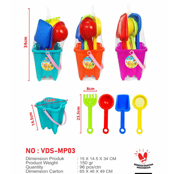 Cetakan Pasir + Sekop dan Ember Kastil Beach Toys Jala @96