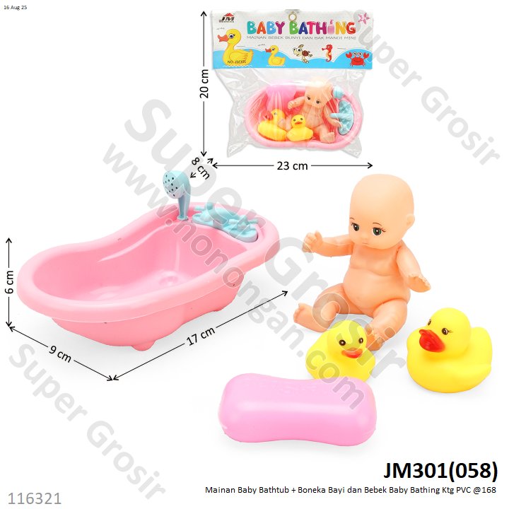 Mainan Baby Bathtub + Boneka Bayi dan Bebek Baby Bathing Ktg PVC @168