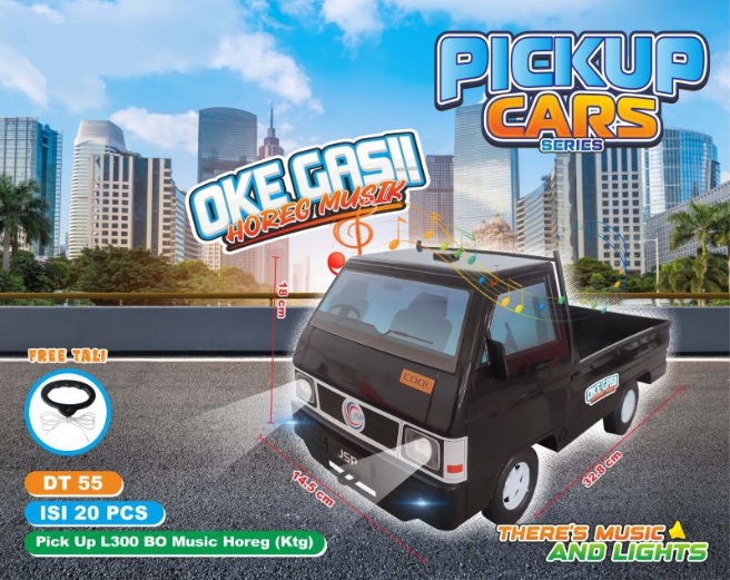 Mobil Pick Up F/W B/O Musik Lampu + Tali Pickup Cars Ktg PVC @22