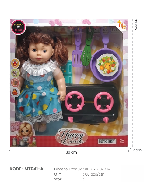 Boneka Anak B/O Lagu Anak + Cooking Set Happy Cook Box Window @60