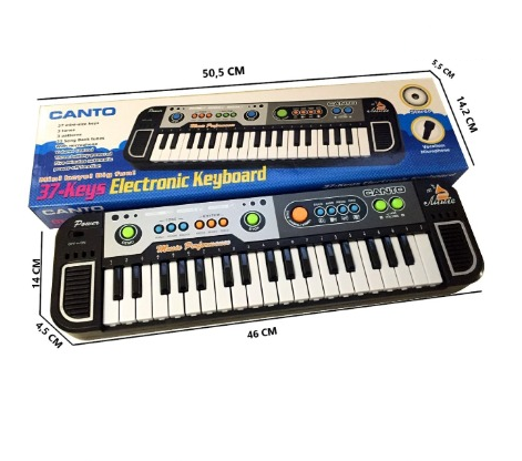 Piano Electronic Keyboard 37 Kunci B/O Musik Suara + Microphone Box @48