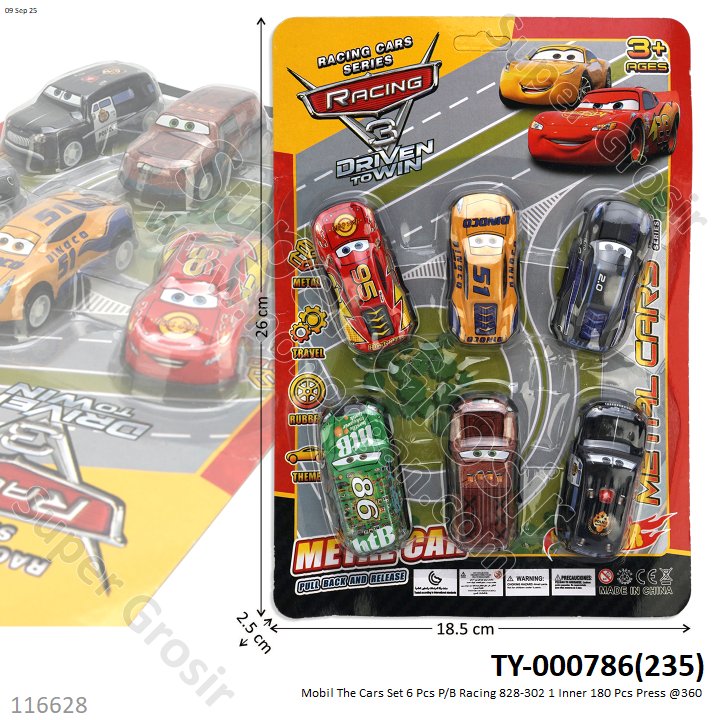 Mobil The Cars Set 6 Pcs P/B Racing 828-302 1 Inner 180 Pcs Press @360