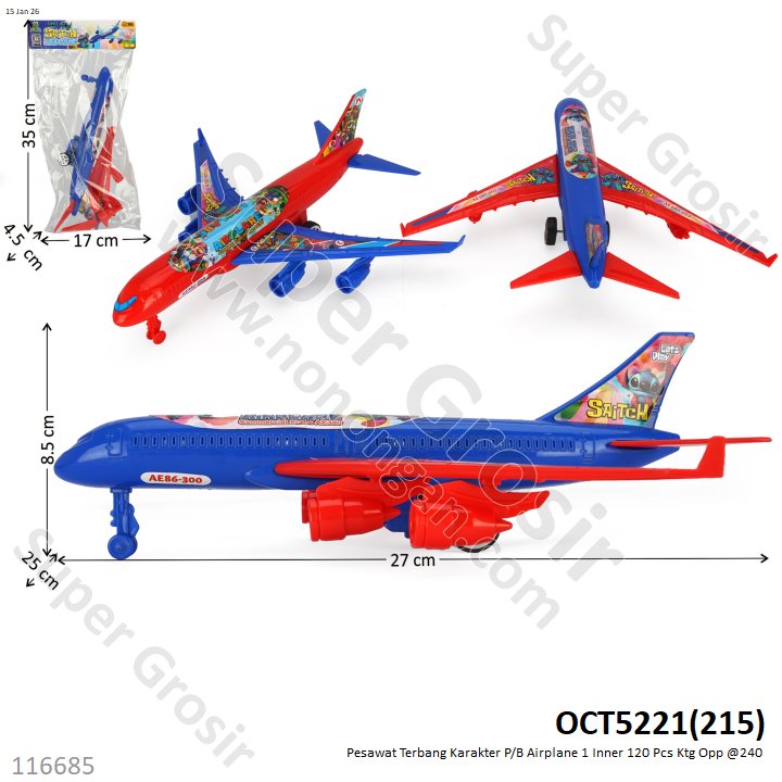 Pesawat Terbang Karakter P/B Airplane 1 Inner 120 Pcs Ktg Opp @240