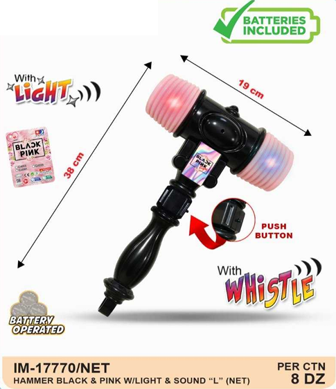 Squeaker Palu B/O Lampu Black Pink 1 Inner 48 Pcs Jala @96