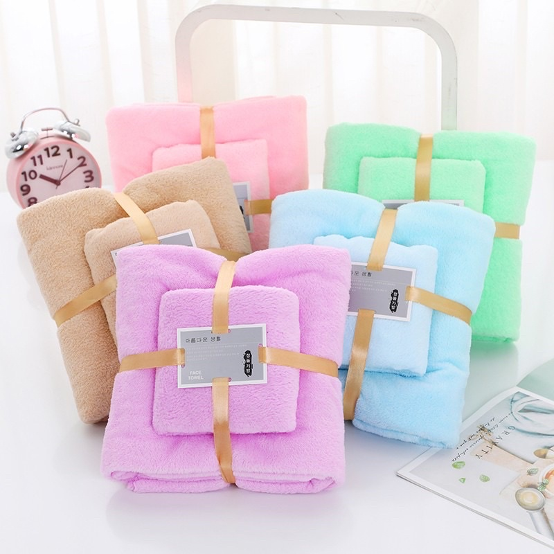 Handuk Polos 2 Pcs 60x30 cm dan 70x120 cm Hero Towel Jala @200