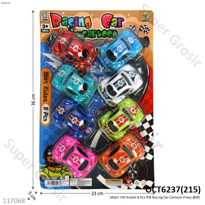 Mobil VW Kodok 8 Pcs P/B Racing Car Cartoon Press @80