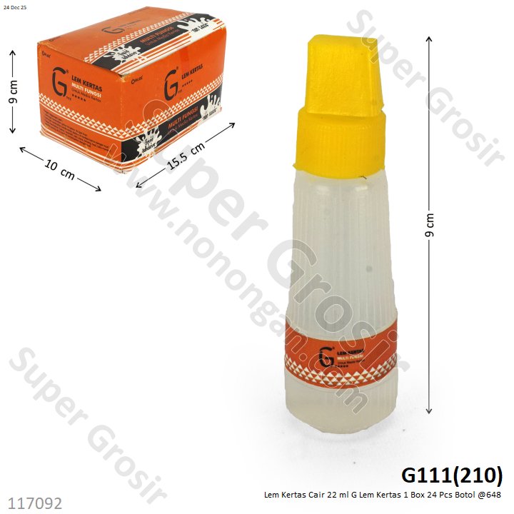 Lem Kertas Cair 22 ml G Lem Kertas 1 Box 24 Pcs Botol @648