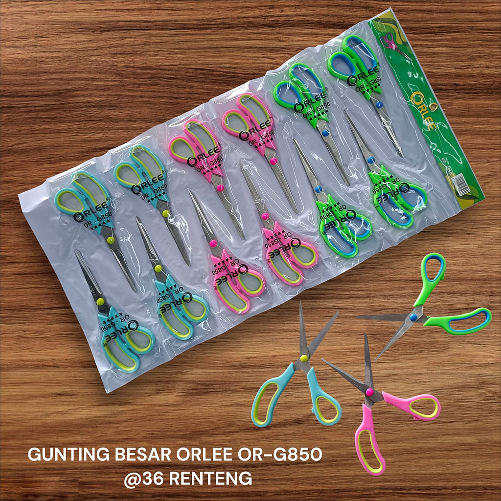 Gunting Besar Warna 21 cm 12 Pcs Orlee Renteng @36