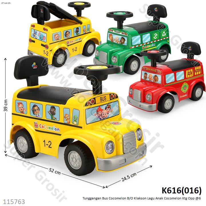 Tunggangan Bus Cocomelon Sandaran B/O Klakson Lagu Anak Cocomelon Koli @1