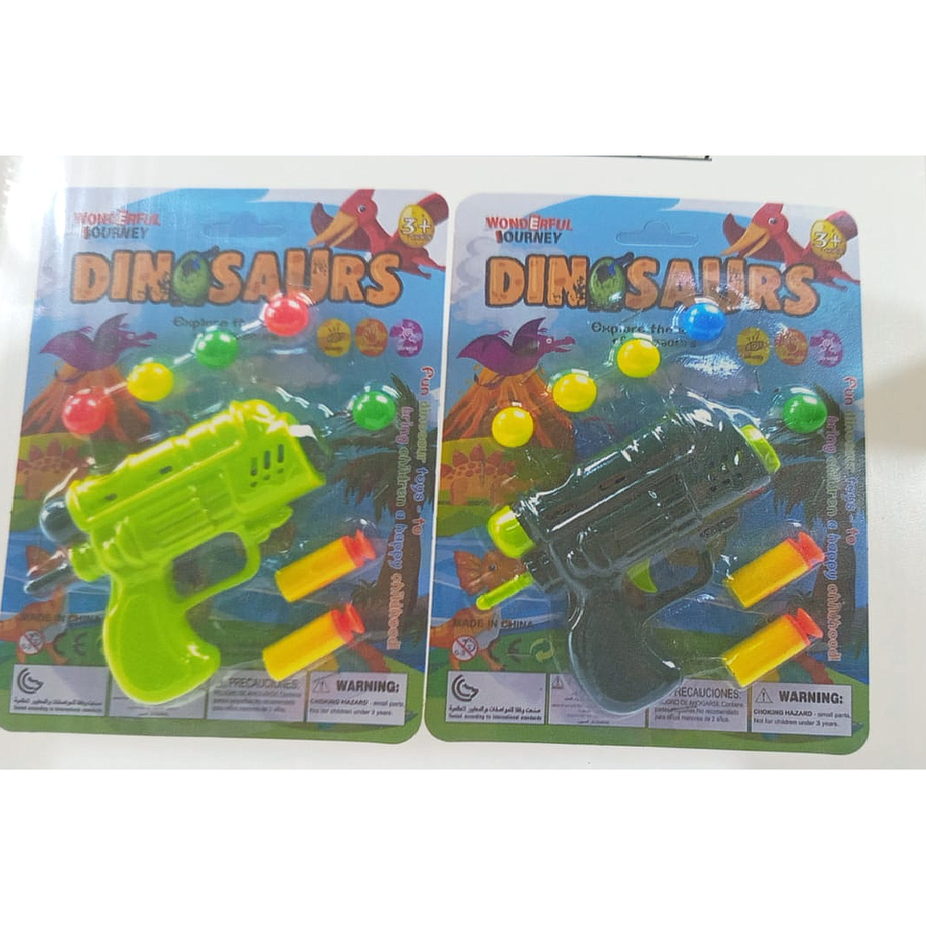 Pistol Peluru Gabus Tempel Kaca dan Bola Ping Pong Dinosaurs 1 Inner 228 Press @456