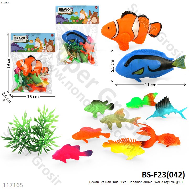 Hewan Set Ikan Laut 9 Pcs + Tanaman Animal World Ktg PVC @180