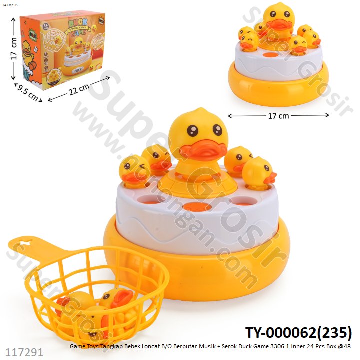 Game Toys Tangkap Bebek Loncat B/O Berputar Musik + Serok Duck Game 3306 1 Inner 24 Pcs Box @48