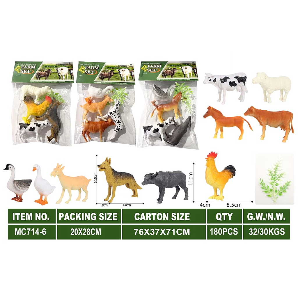 Hewan Ternak Set 4 Pcs + Tanaman Farm Set MC714-6 1 Inner 90 Pcs Ktg PVC @180