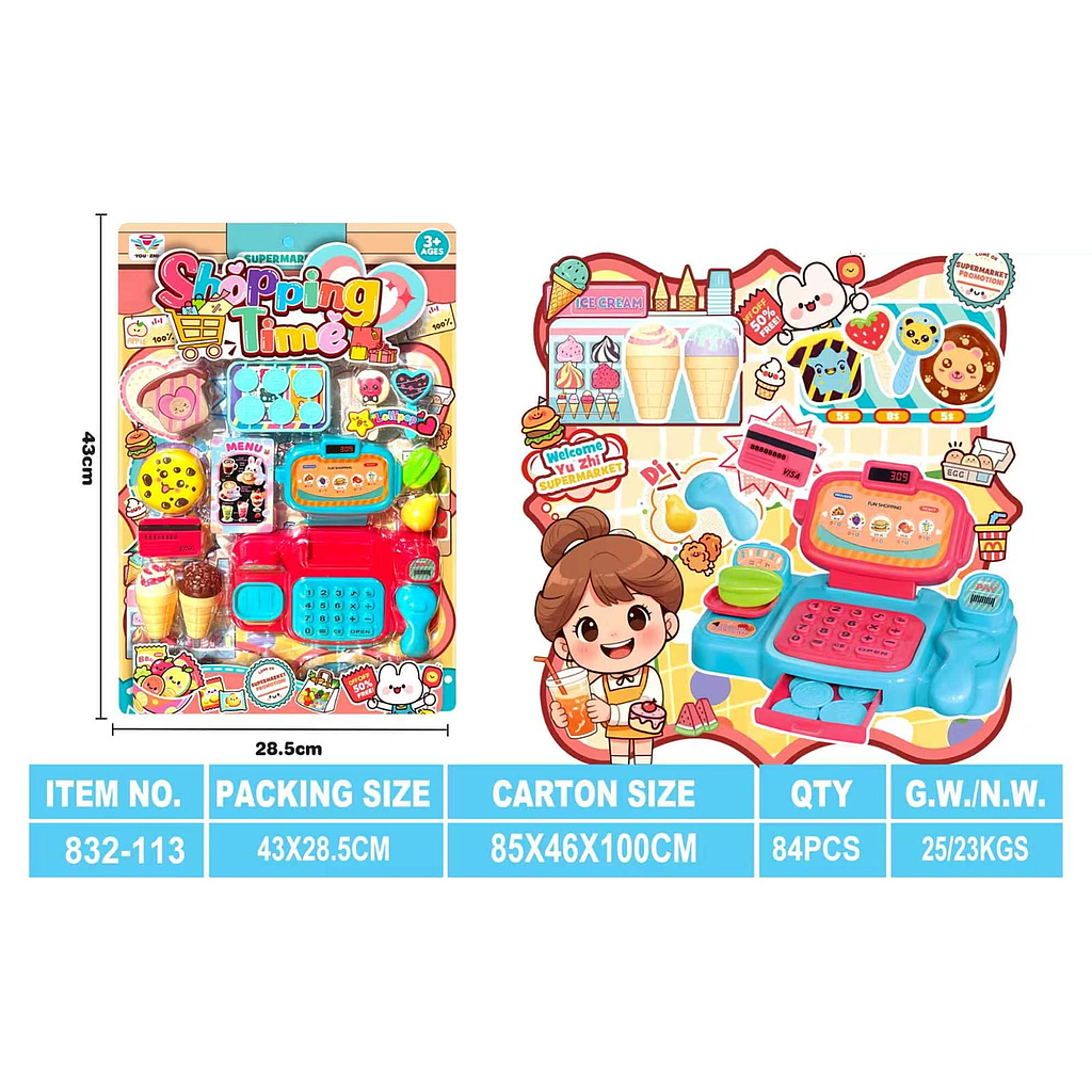 Mainan Kasir Cash Register Shopping Time 832-113 1 Inner 42 Pcs Press @84