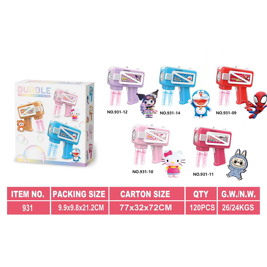Bubble Gun Karakter B/O Lampu + Refill Bubble PS-931 Box @120