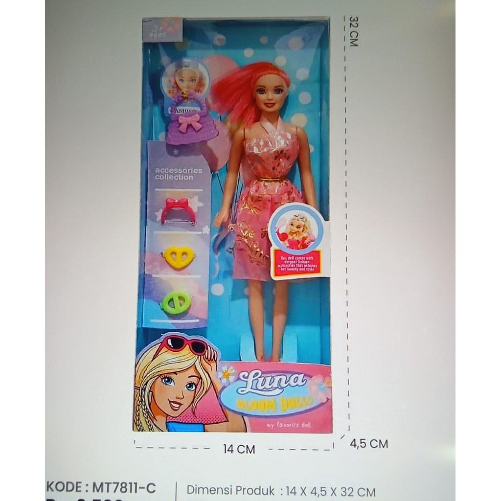 Boneka Barbie Set Bando Tas Luna Bloom Dolls Box Window @144