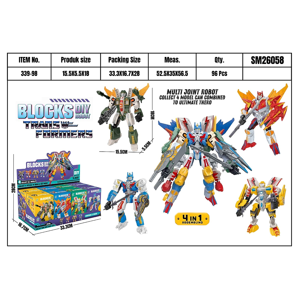 Mini Block Transformers Blocks DIY Robot 1 Box 8 Pcs (2 Set) Box @96