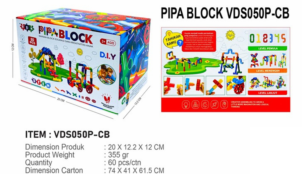 Puzzle Block Pipa 50 Pcs Pipa Block Box @60