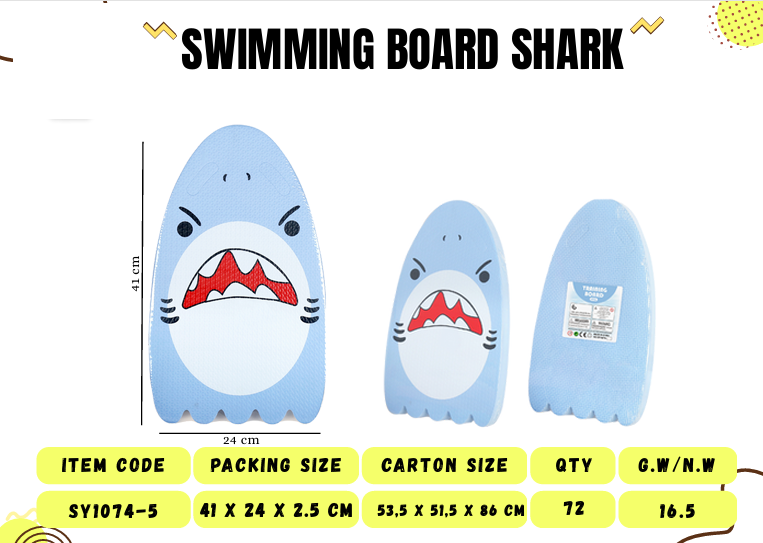 Pelampung Papan Renang Eva Gambar Hiu Training Board SY1074-5 1 Inner 36 Pcs Ktg Shrink @72