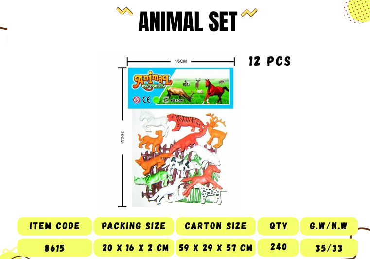 Hewan Liar Set 12 Pcs Animal New Set 8615 1 Inner 120 Pcs Ktg Opp @240