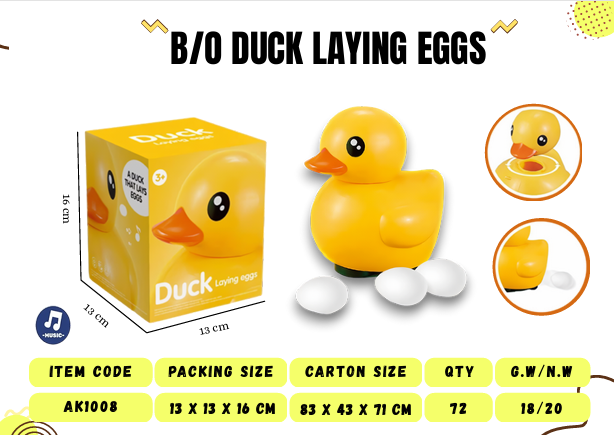 Hewan Bebek B/O Jalan Bertelur Suara Musik Lampu Duck Laying Eggs 1 Inner 36 Pcs Box @72