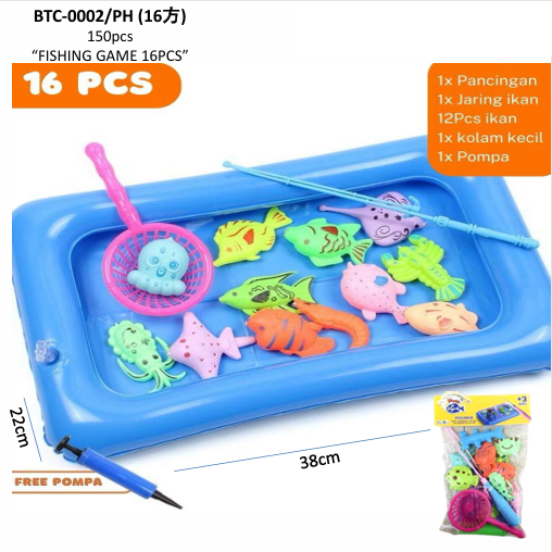 Pancingan Ikan Magnet + Kolam dan Pompa Fishing Games 1 Inner 75 Pcs Ktg PVC @150