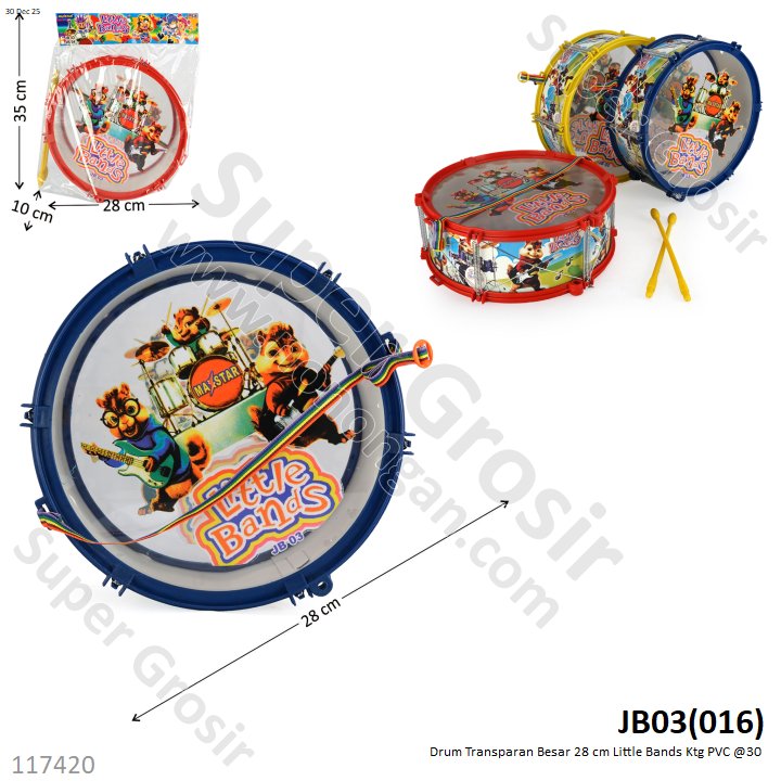 Drum Transparan Besar 28 cm Little Bands Ktg PVC @30