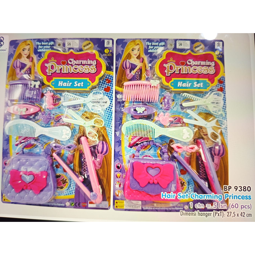 Mainan Salon Sisir Catok Tas Charming Princess Hair Set Press @72