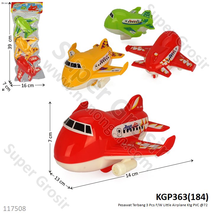Pesawat Terbang 3 Pcs F/W Little Airplane Ktg PVC @72