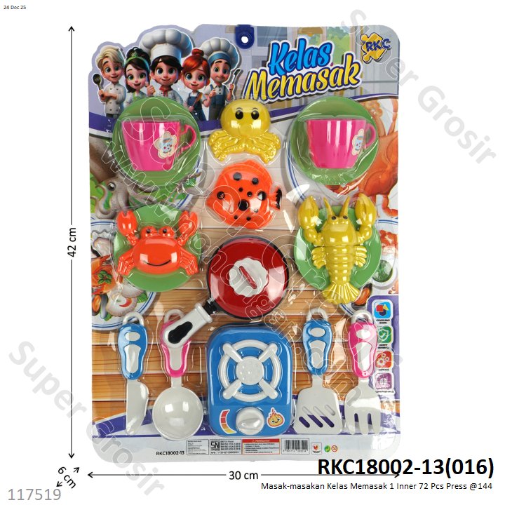 Masak-masakan Kelas Memasak 1 Inner 72 Pcs Press @144