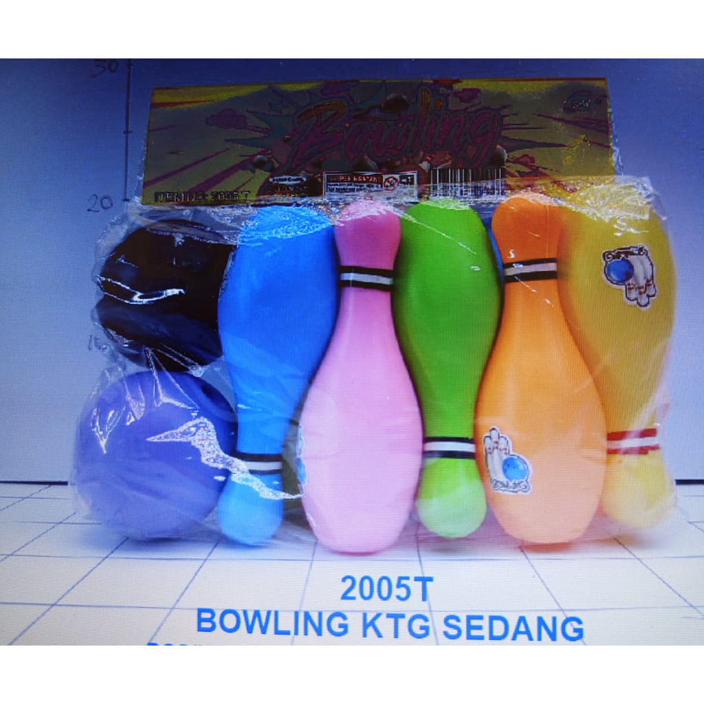 Bowling Set 10 Pcs Sedang 17 cm dan Bola 2 Pcs Bowling Ktg PVC @48