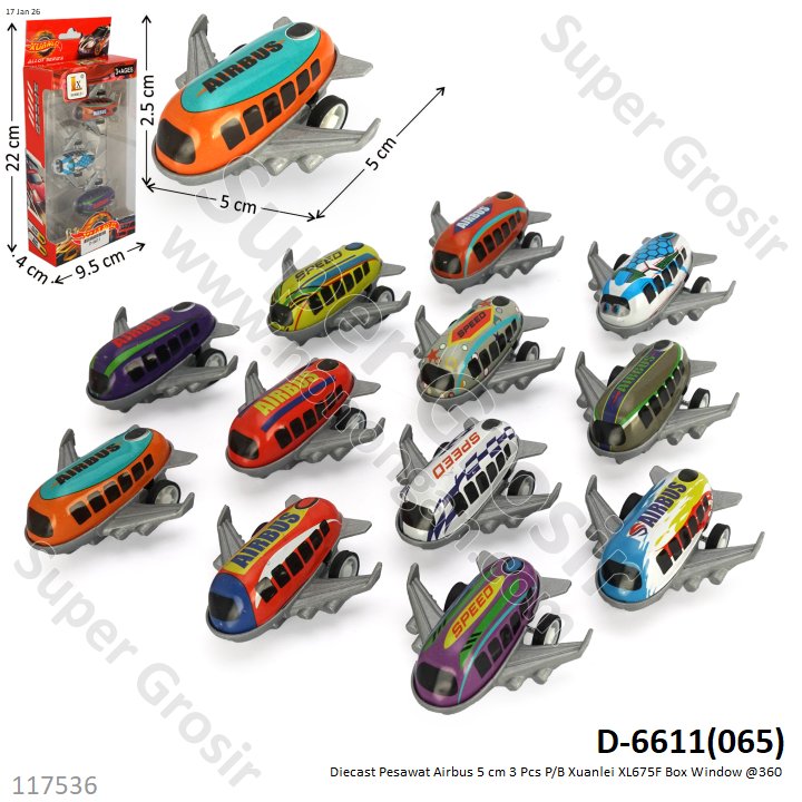 Diecast Pesawat Airbus 5 cm 3 Pcs P/B Xuanlei XL675F Box Window @360