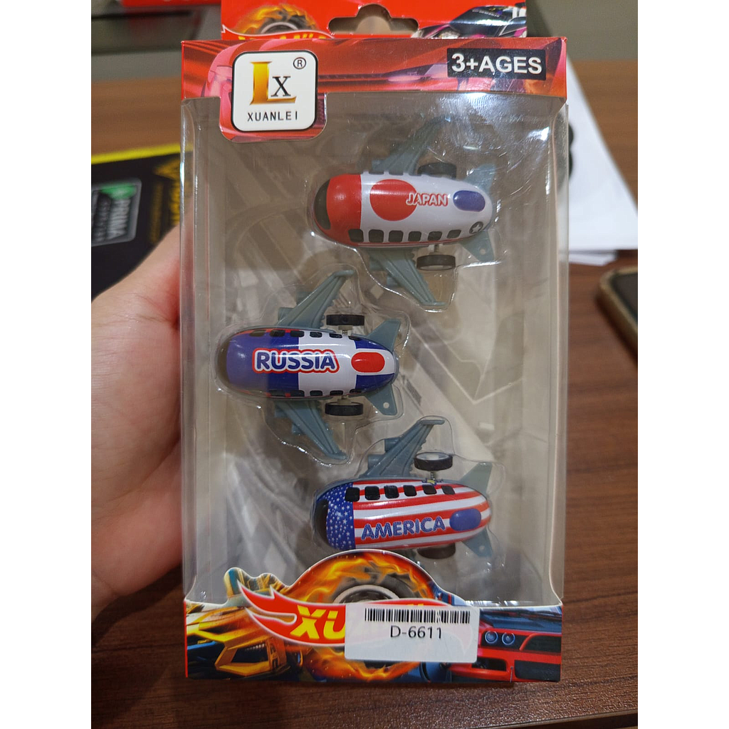 Diecast Pesawat Airbus 5 cm 3 Pcs P/B Xuanlei XL675F Box Window @360