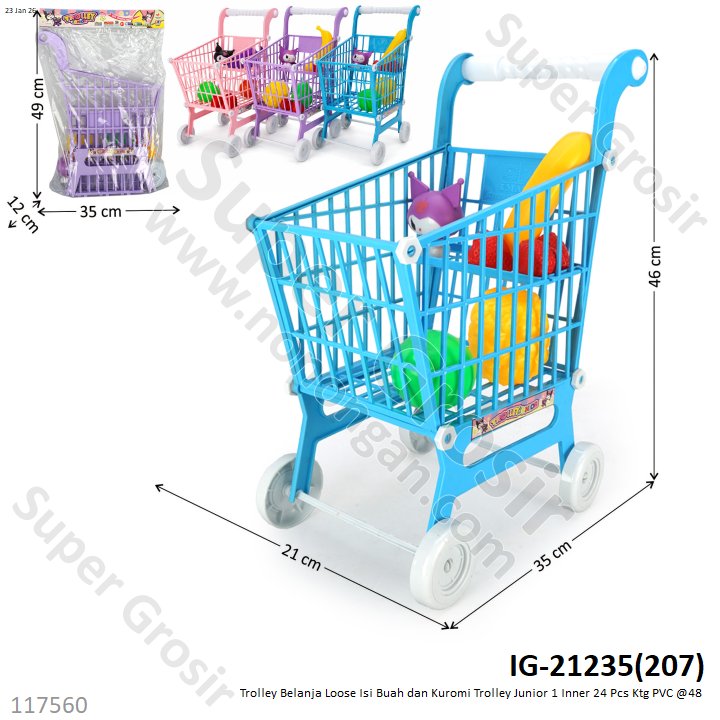 Trolley Belanja Loose Isi Buah dan Kuromi Trolley Junior 1 Inner 24 Pcs Ktg PVC @48