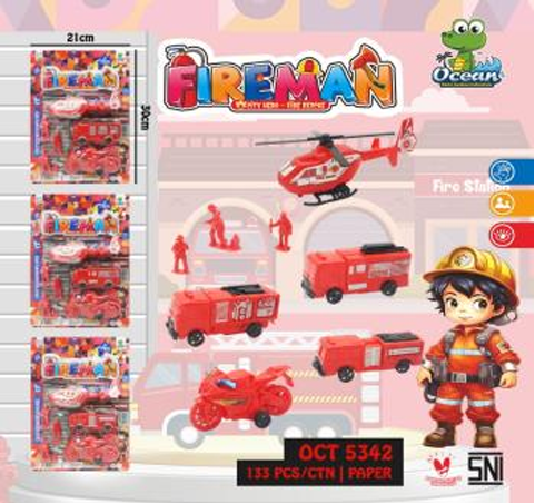 Kendaraan Damkar Set 3 Pcs F/W Fireman Press @133