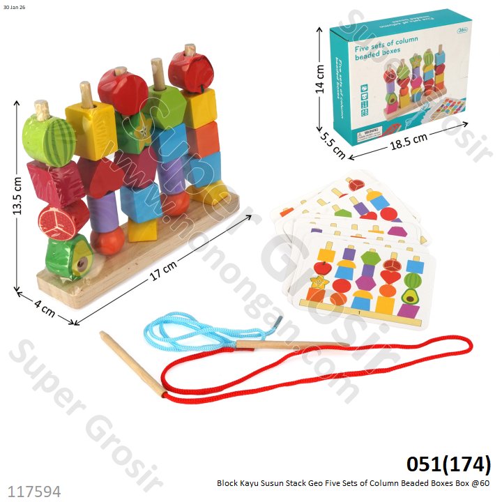 Block Kayu Susun Stack Geo Five Sets of Column Beaded Boxes Box @60