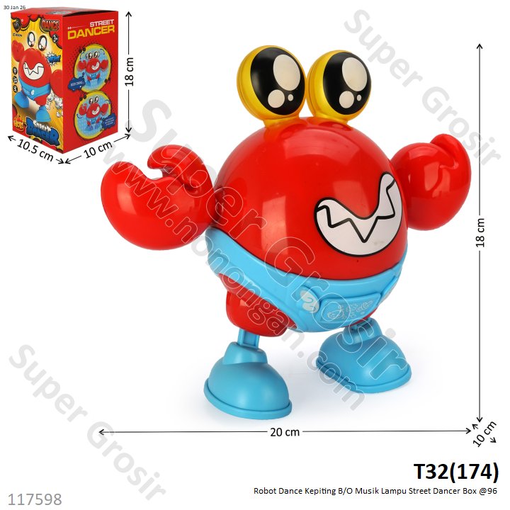 Robot Dance Kepiting B/O Musik Lampu Street Dancer Box @96