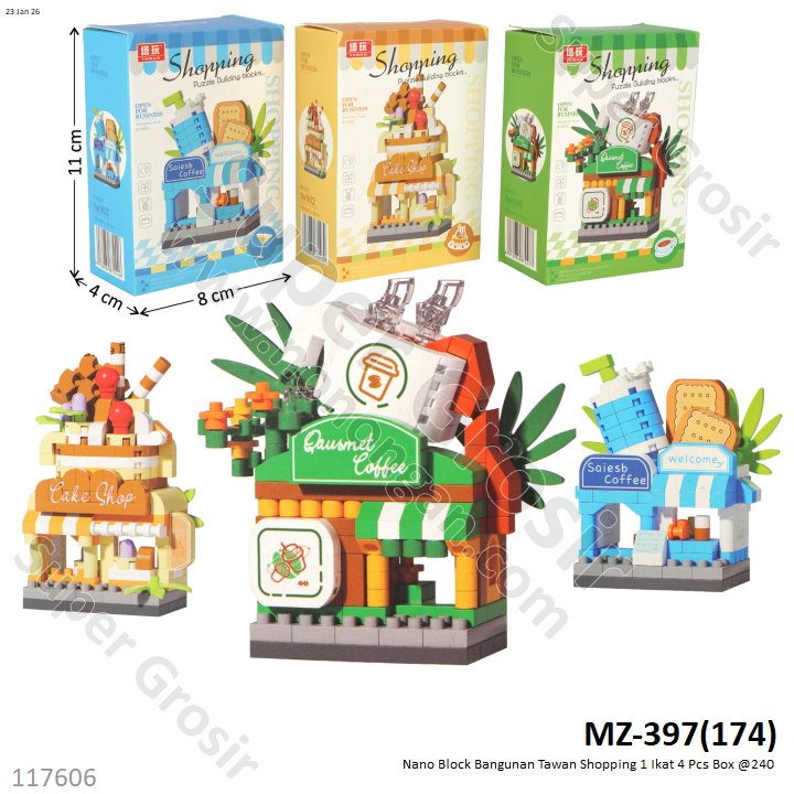 Nano Block Bangunan Tawan Shopping MZ-397 1 Ikat 4 Pcs Box @240