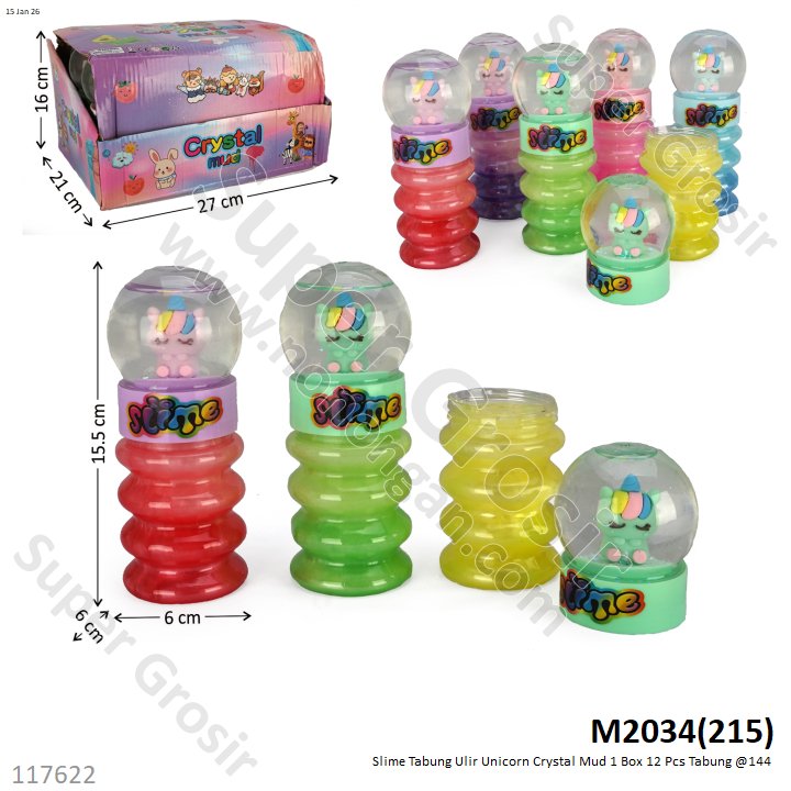 Slime Tabung Ulir Unicorn Crystal Mud 1 Box 12 Pcs Tabung @144