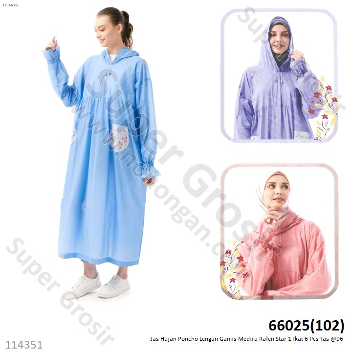 Jas Hujan Poncho Lengan Gamis Medira Ralen Star Tas @96