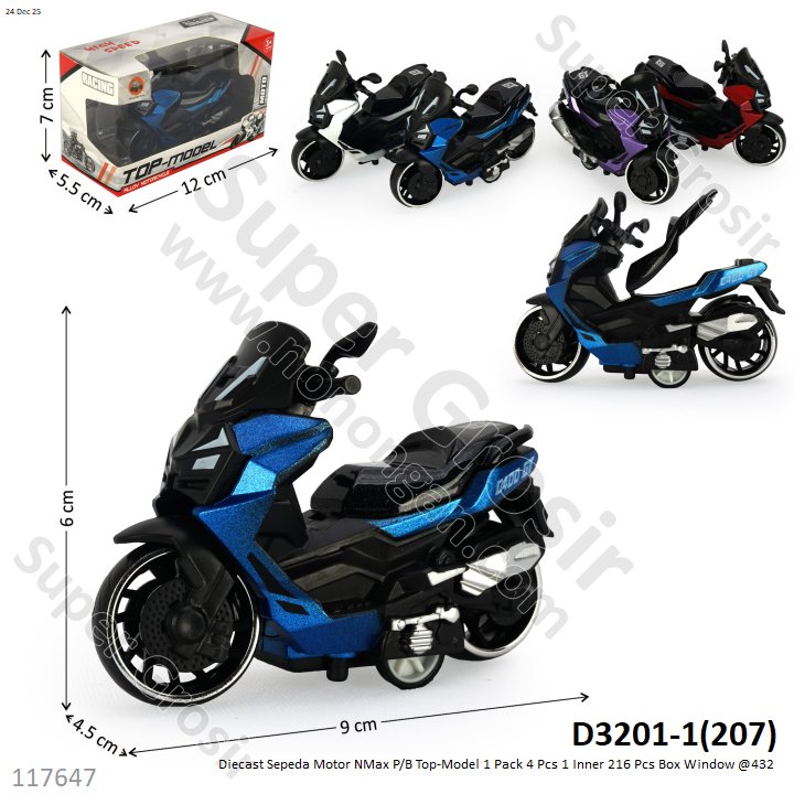 Diecast Sepeda Motor NMax P/B Top-Model 1 Pack 4 Pcs 1 Inner 216 Pcs Box Window @432