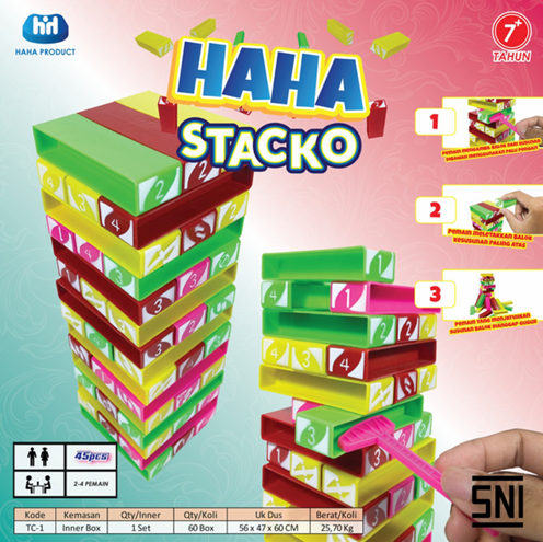 Uno Stacko + Martil 8 Pcs Haha Stacko Box @60