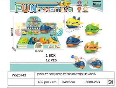 Pesawat P/G Fun Flight Team 1 Box 12 Pcs Loose Pack @432