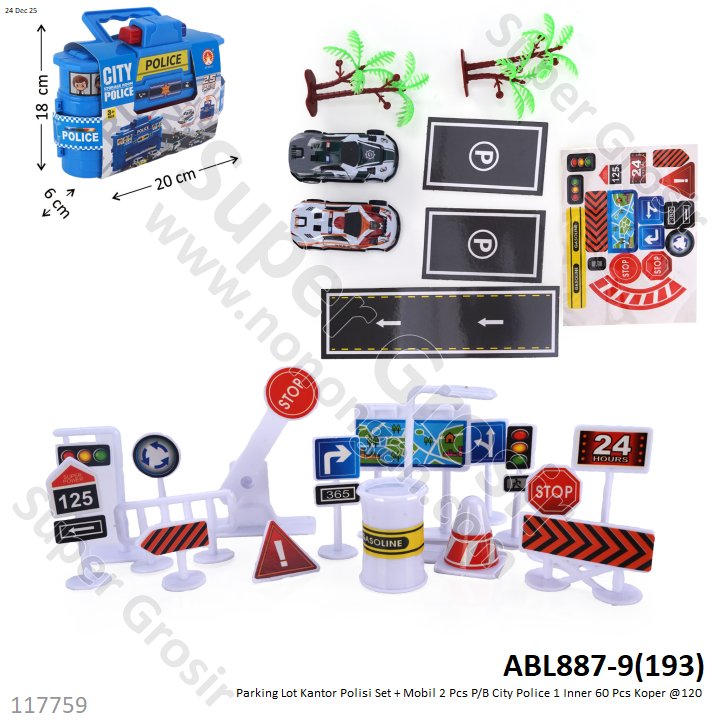 Parking Lot Kantor Polisi Set + Mobil 2 Pcs P/B City Police 1 Inner 60 Pcs Koper @120